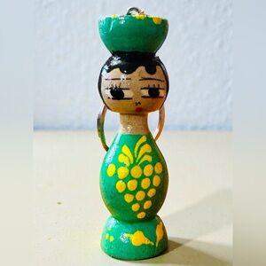 NUBIAN EGYPTIAN Folk Art Doll. Handcrafted Keychain or Purse Charm. New.